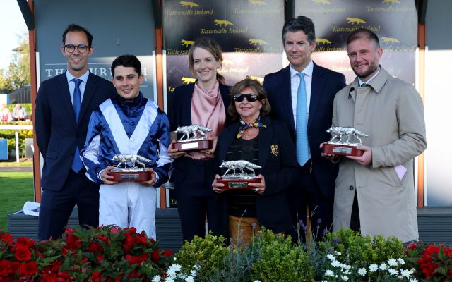 Pictured left to right: Erwan de Chambord, Ronan Whelan, Alice Hernon, Karen Lewis, Simon Kerins CEO Tattersalls Ireland and Cathal Beale CEO Irish National Stud.